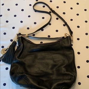 Michael Kors Black Leather Hobo Shoulder Bag.